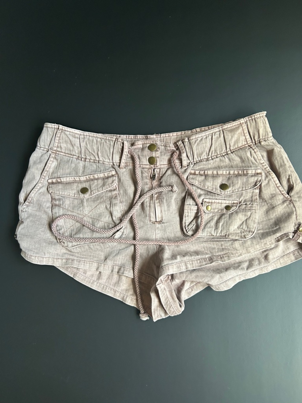 Free people drawstring cargo Utility Shorts - dusty rose